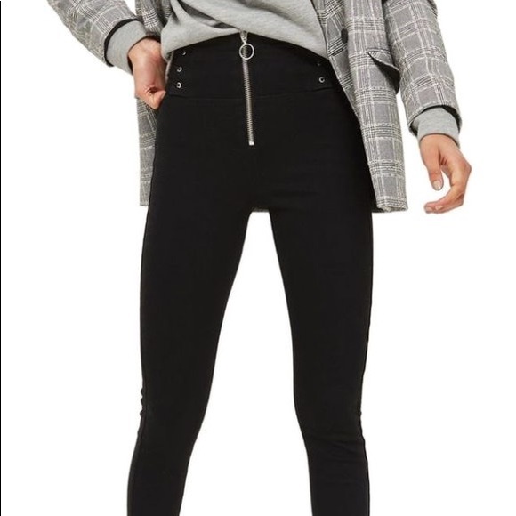 Topshop Denim - Topshop Jamie exposed zipper lace sides black